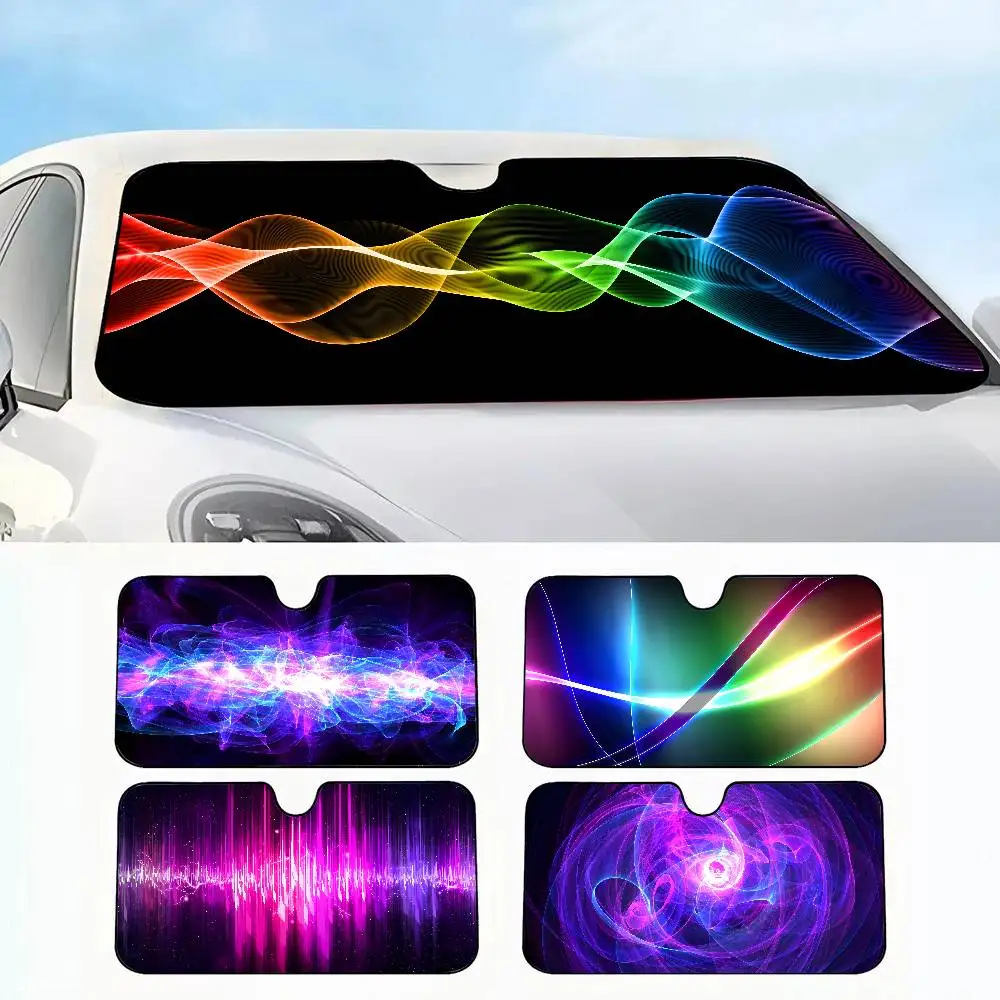 

Smoke Waves Rays Light Abstract Car SunShade Car insulation windshield sunshade, UV blocking sunshade protector