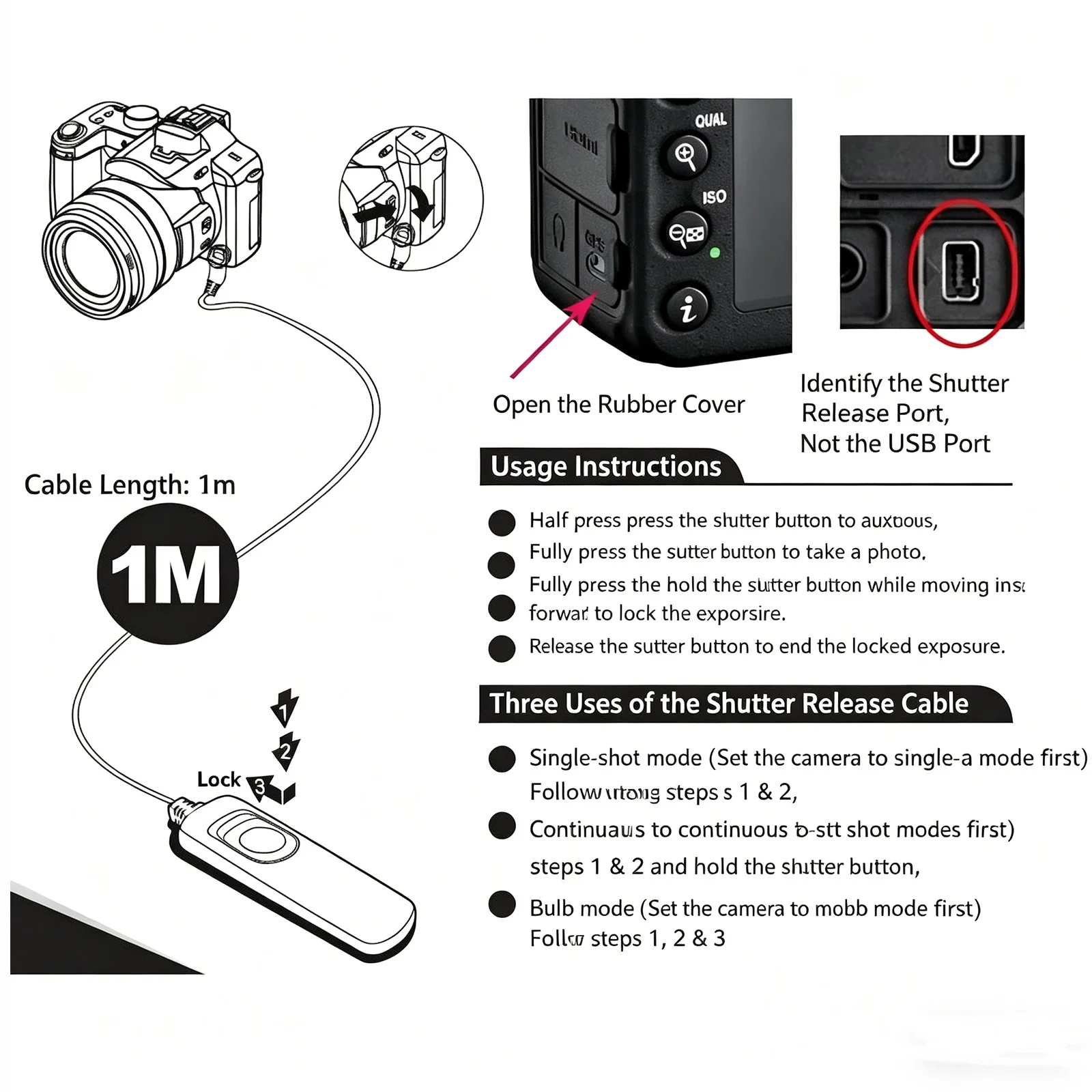 RS-80N3 Remote Switch Trigger Camera Shutter Release Control Cable For Canon 6D 7D 5D 10D 20D 30D 40D 50D 60D 2000D
