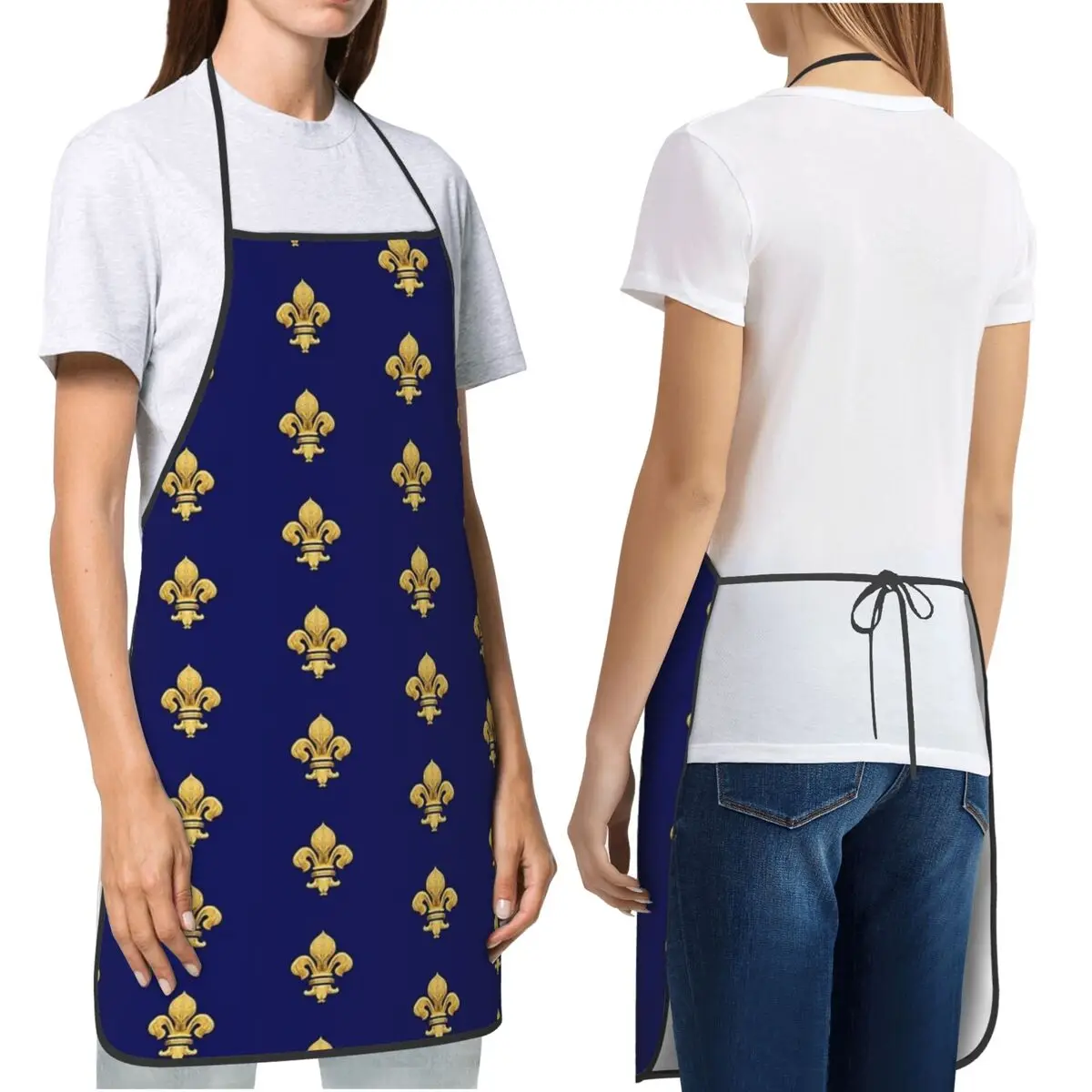 Delantales azules Royal Fleur De Lys, Tablier De cocina para Chef, babero impermeable, delantal De limpieza De Cocina para mujeres y hombres, jardinería