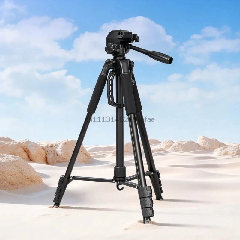 1.8m Tripod with 3 way Pan Tilt Head, Portable Stand for Night Fishing Light, Telescope, Mobile Phone & Camera Video Shooting