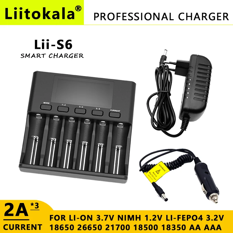 LiitoKala Lii-S12 Lii-S8  Lii-S6  18650 Battery Charger For 20700 26650 21700 14500 10440 16340 1.2V 3.7V 4.2V Lion Battery