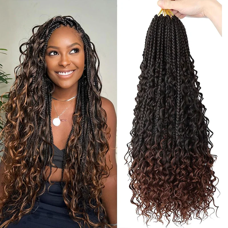 Goddess Box Braids Crochet Hair 18 Inch 13 Stands/Pack Crochet Box Braids Pre-looped Bohd Box Braids Crochet Synthetic Hair