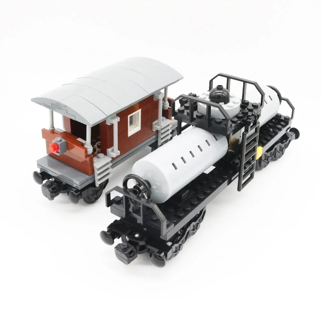 

MOC Retro Carriage Touring Sightseeing Vehicle Oil Tanker Track for Building Urban Train Scene Small Particle Building Blocks.