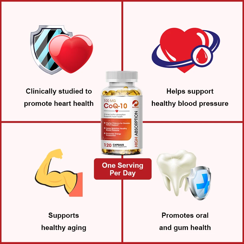 COQ10 Coenzyme Q10 Capsule for Heart and Blood Vessel Cardiovascular Health Organic Ultra High Absorption Heart Health