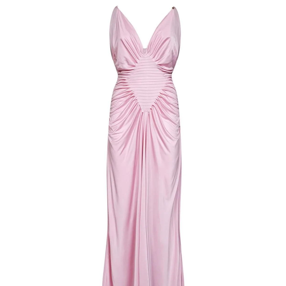 2026 New Collection: Erotogenic Figure-hugging, Pink Knitted Clothes With A Chained Waist, Beautiful Back Design, And Geometric