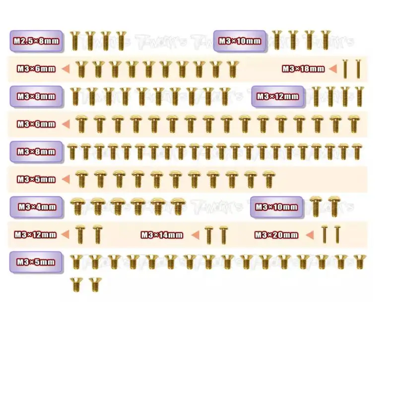 Original T works GSS-X4 Gold Plated Steel Screw Set 115pcs. ( For Xray X4 ) Professional Rc part