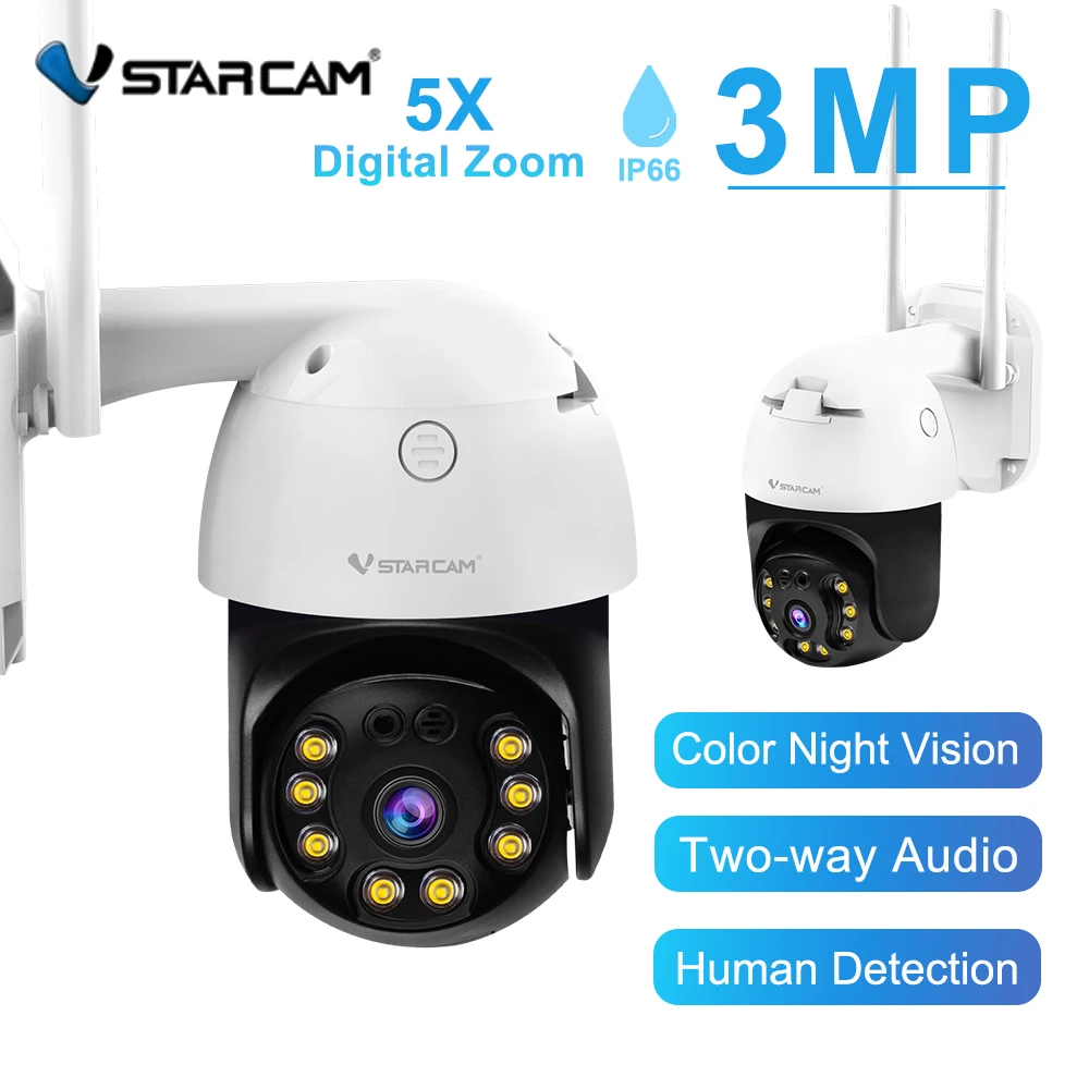 Vstarcam 3MP Wireless IP Camera Outdoor Security Smart Home Dome Waterproof Color Night Two Way Audio AI Human Detection Camera
