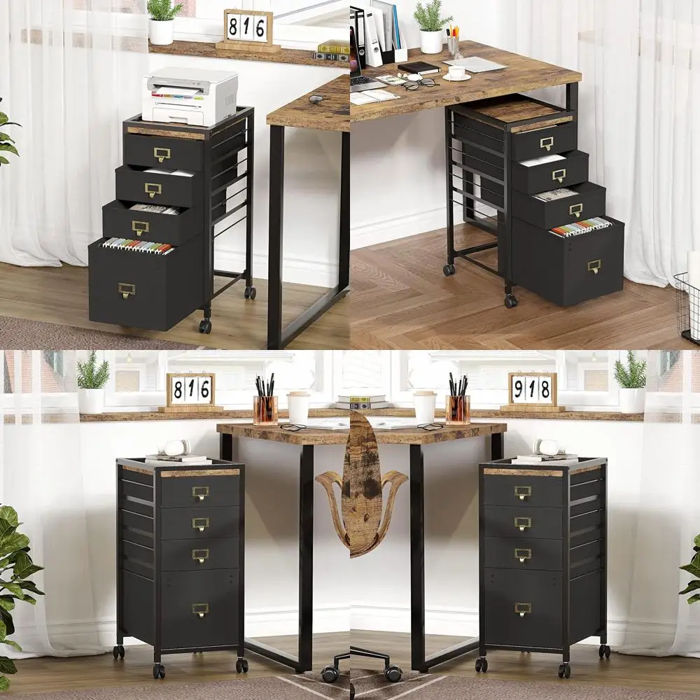 

3-Drawer Mobile Letter/A4 File Cabinet with Fabric, Wheels for Home Office Desk Storage