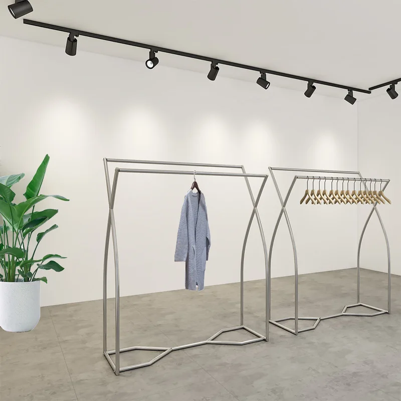 Clothing middle island rack floor-to-ceiling simple clothing store display rack double row rack middle shelf parallel