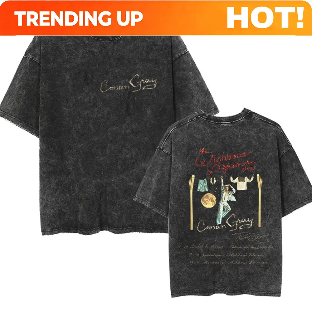 Rapper Conan Gray The Wishbone Pajama Show Album 2025 New T Shirts Men Women Vintage Washed Short Sleeve T-shirt Punk Streetwear