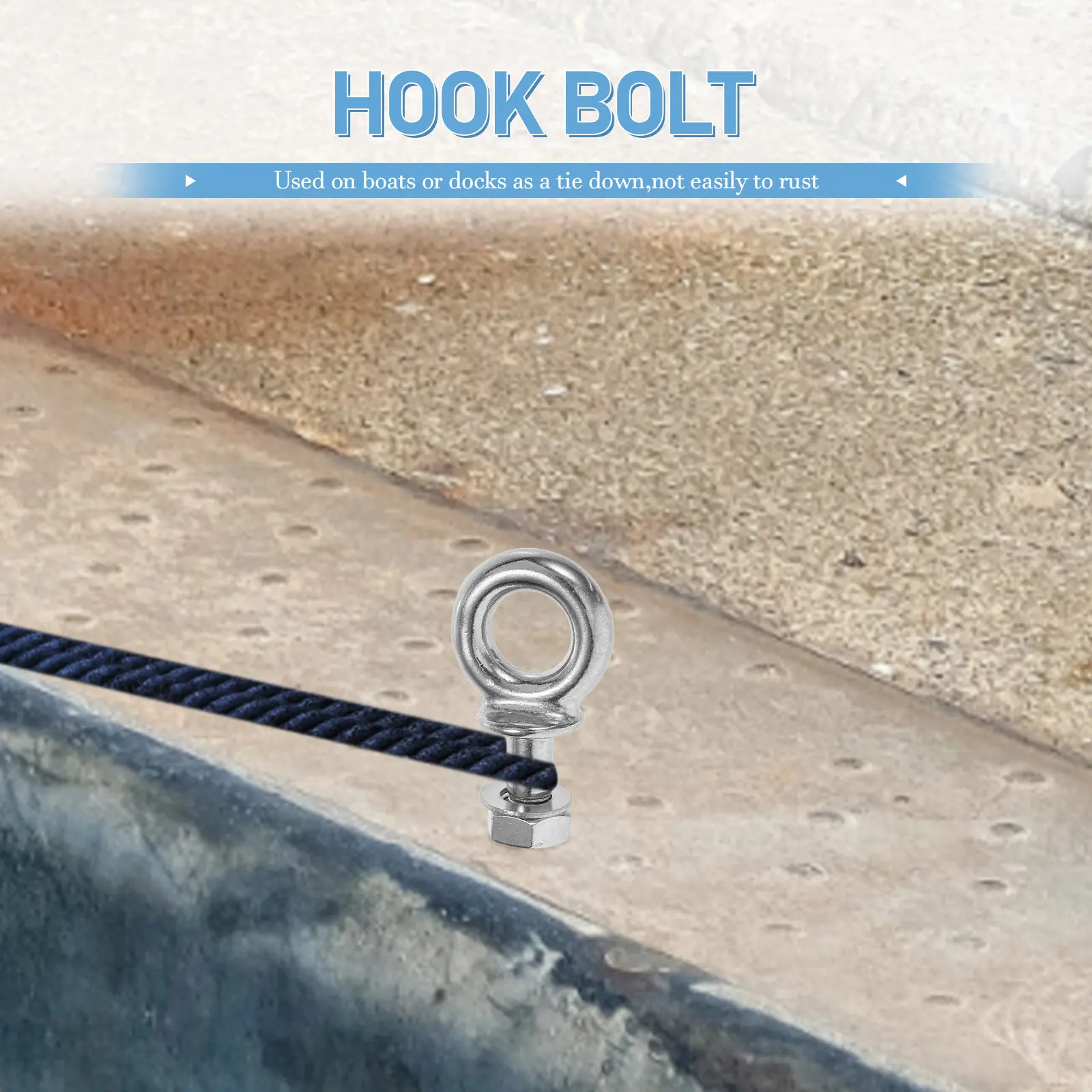 316 Stainless Steel Lifting Eye Bolt with Nut and Washer M10x100mm Rust Proof Outdoor Marine Use Heavy Duty Eye Screw Ring Hook