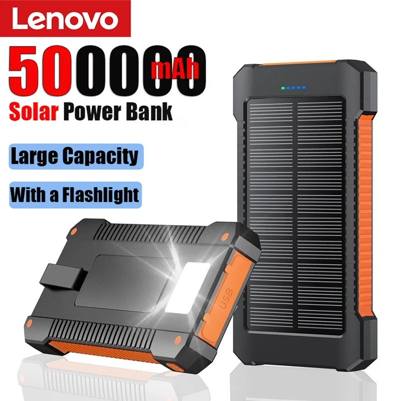 Solar Power Bank 500000 mAh Ultra Große Kapazität Powerbank Super Schnelle Aufladung Tragbare Mobile Power Taschenlampe Externe Batterie