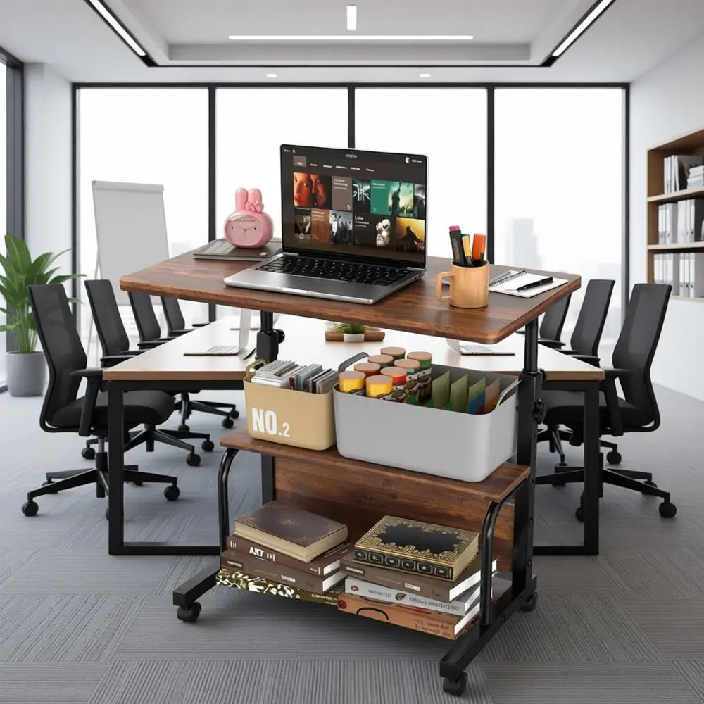 

Регулируемый стол для работы стоя для небольших помещений и спален, портативный компьютерный стол на колесиках