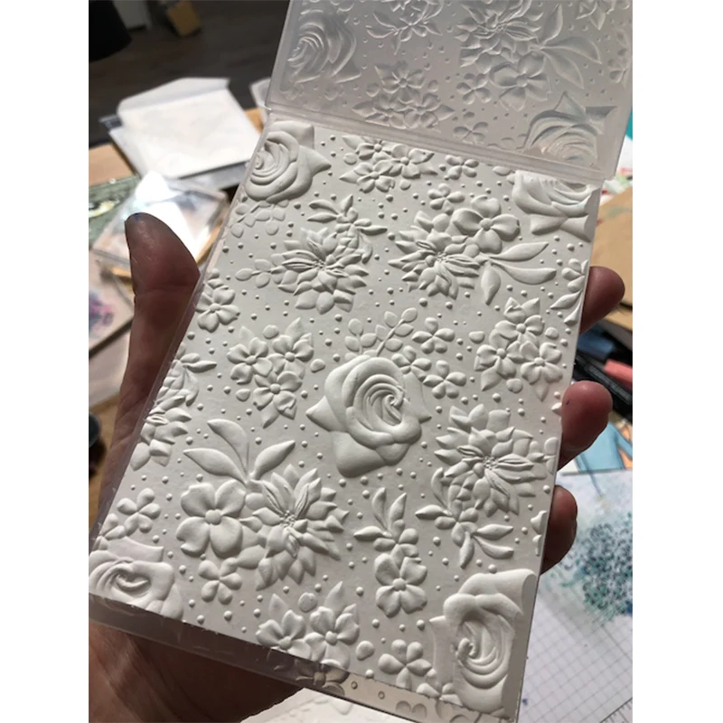 New 3d Rural Flower Embossed Plastic Embossed Folder For Card Making Scrapbook Paper Diy Process Decorative Articles