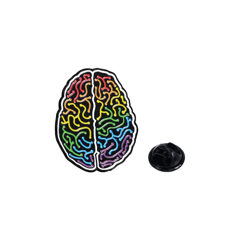 Colorful brain organ badges, personalized brain-shaped alloy pins, accessories for clothing and bags, gifts for friends