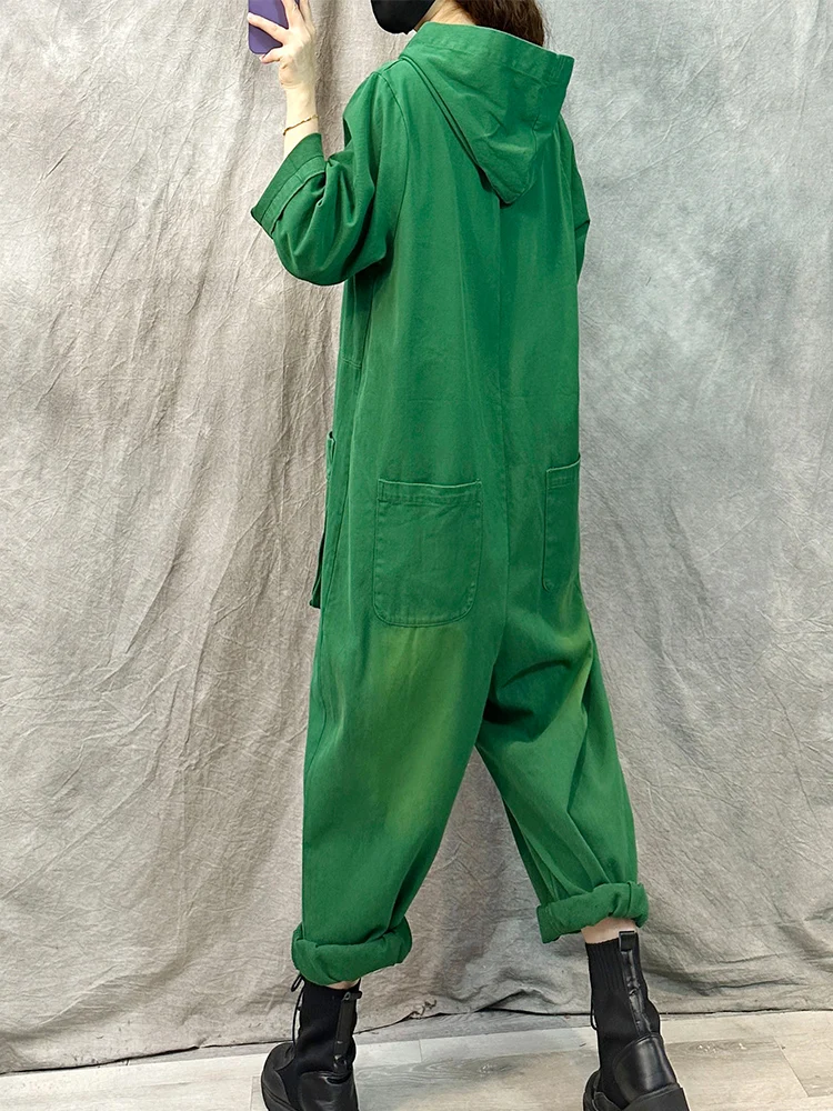 Original Vintage Sle Workwear Denim Overalls Women's High Waist Loose plus Size Casual Straight Leg Spring Autumn