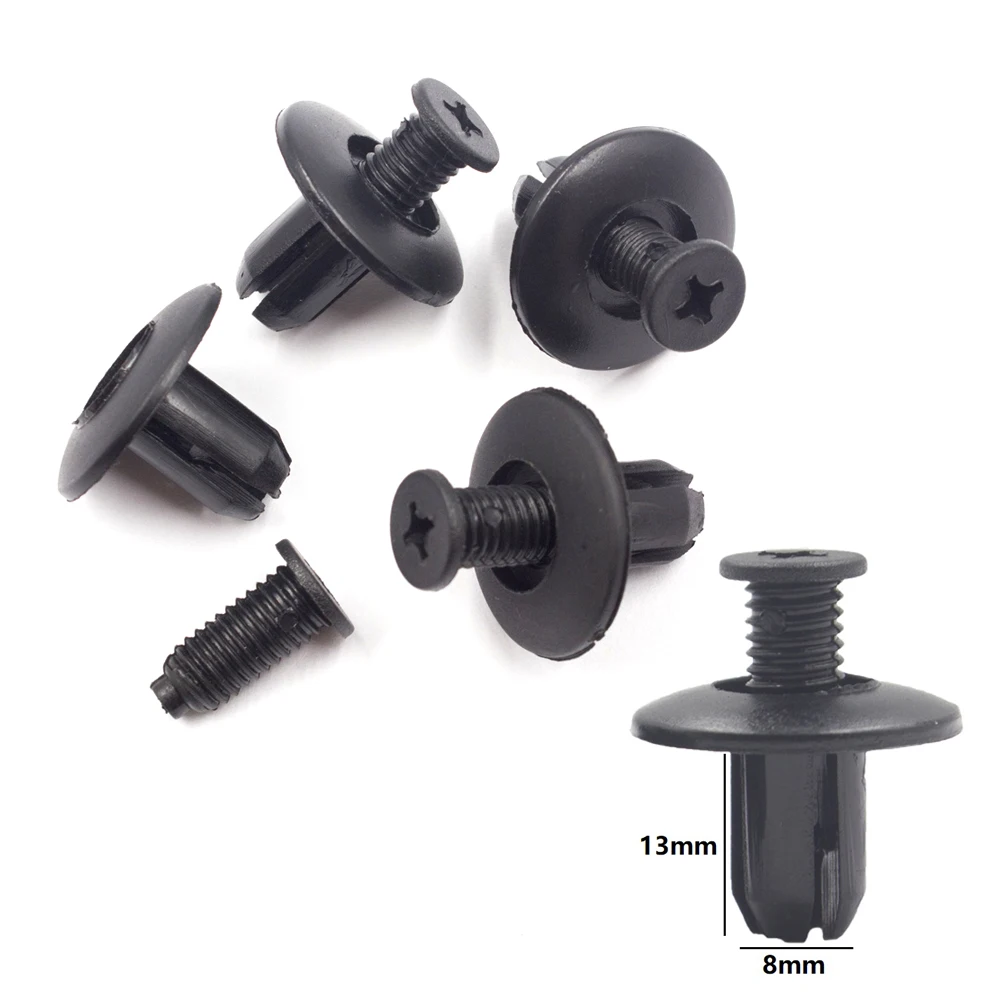 50pcs 8mm Car Clips Universal Purpose Plastic Expansion Rivets Car Decoration Folder Door Push-Type Trimming Plate Nylon Clips