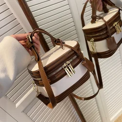 Square Handbags Women 2024 Spring Summer Fashion Bucket Bag Texture PU Shoulder Bag Elegant Retro Mini Mobile Phone Bags