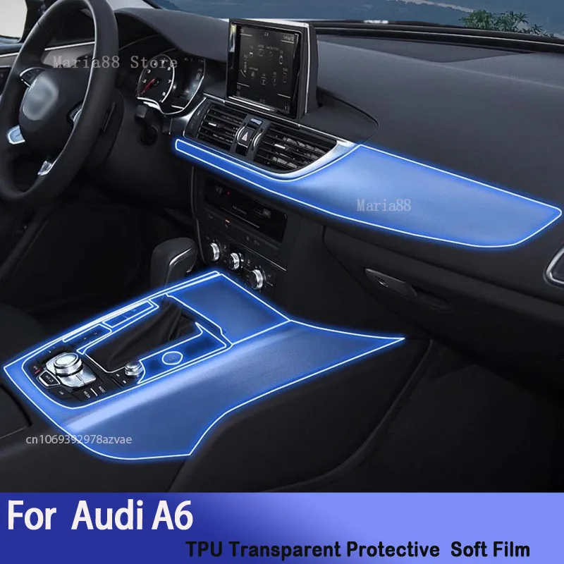 

For Audi A6 (2016-2018) Car Interior Center Console Transparent TPU Protective Film Anti-scratch Repair Sticker