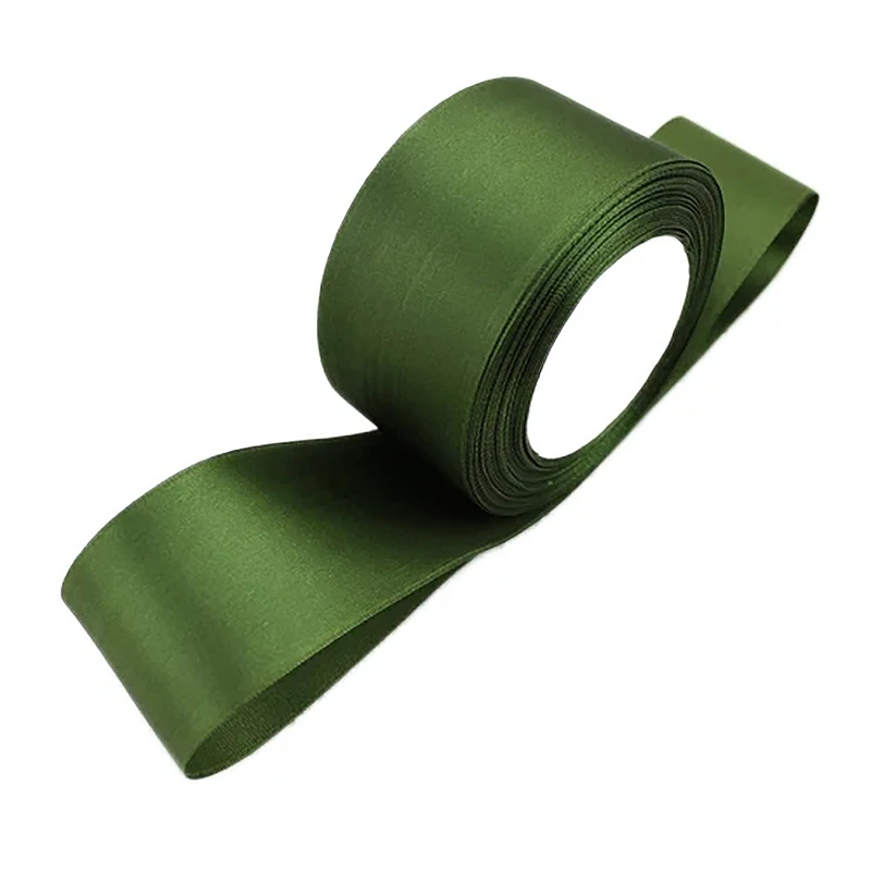 (25 yards/roll)50mm Olive Green Single face satin ribbon webbing decorationgift DIY Christmas ribbons