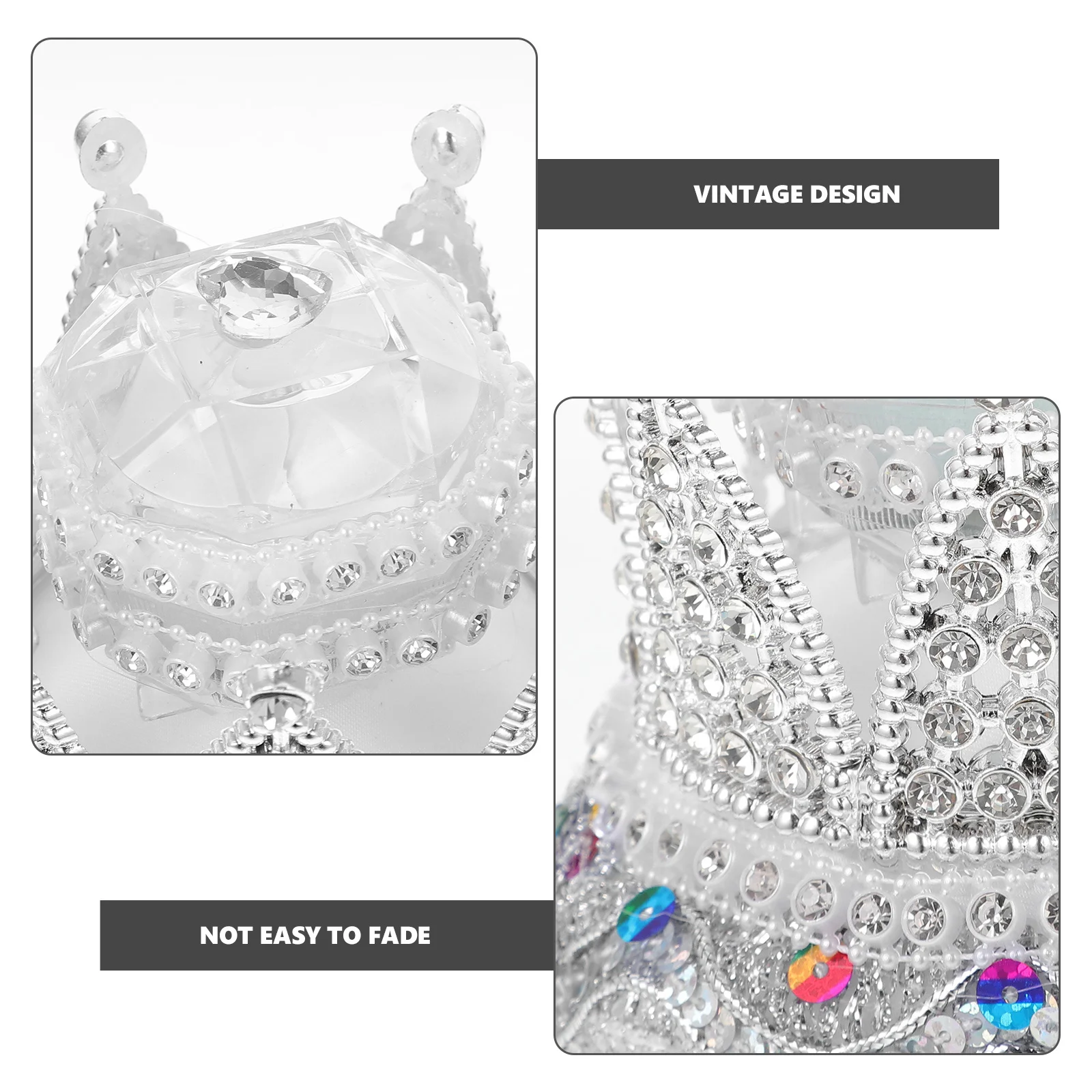 

Vintage Style Ring Box Crown Shaped Wedding Ring Holder with Exquisite Craftsmanship for Bridal Shower Valentine's Day Gift