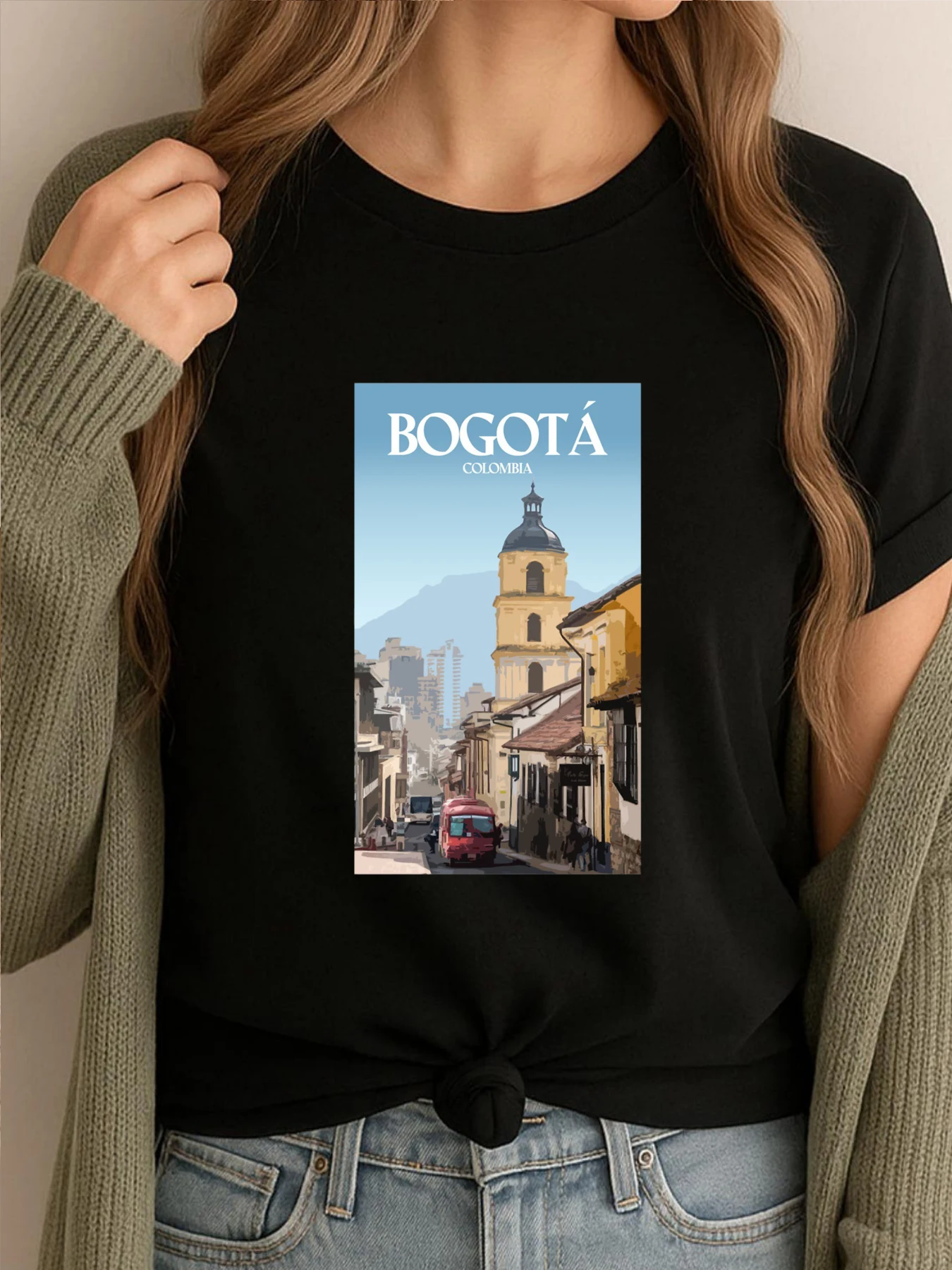 بوجوتا كولومبيا خمر السفر المشارك الفني مضحك تي شيرت ملابس للرجال مطبوعة بلايز رجالي ريترو تيز نباتي