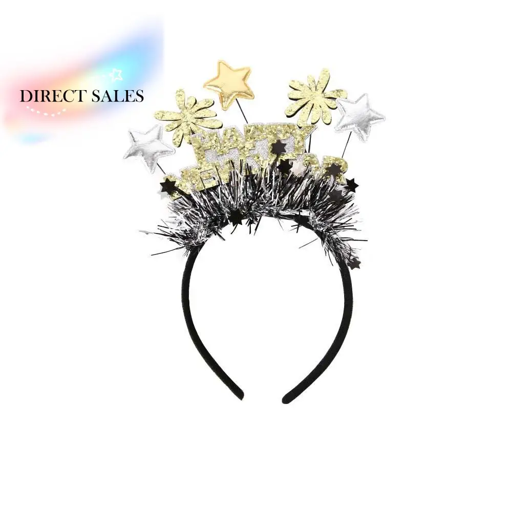 الترتر 2026 السنة الجديدة عقال الطرف الديكور نجمة/تاج عيد الميلاد السنة الجديدة خوذة أغطية الرأس الملونة بريق الشعر هوب #1