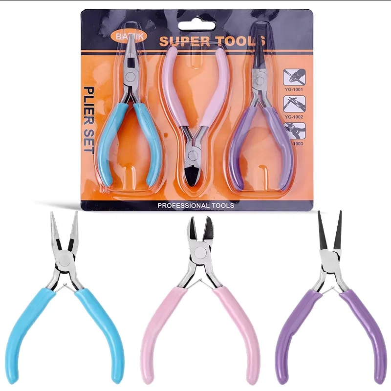 3Pcs Jewelry Tools Set Needle Nose Round Nose and Wire Cutters for Crafts Wire Wrapping Beading DIY Jewelry Making Repair