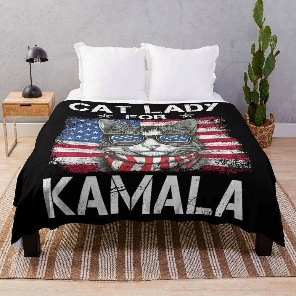 

Cat Ladies for Kamala Funny Cat 2024 President Kamala Harris Throw Blanket Luxury Thicken Kid'S Blankets