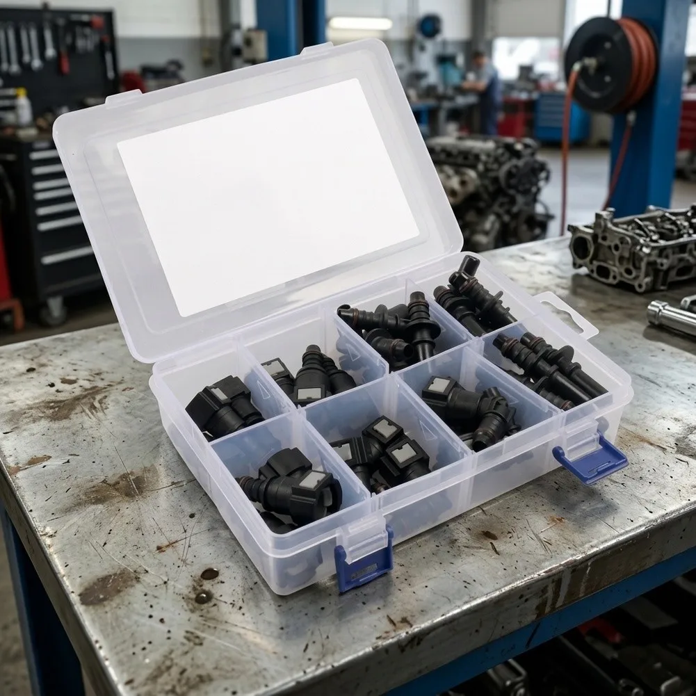 Nylon Quick Connect Fuel Fittings Kit 36 Pcs with Straight and 90deg Elbow for 9.89mm 7.89mm 7.49mm Fuel Lines