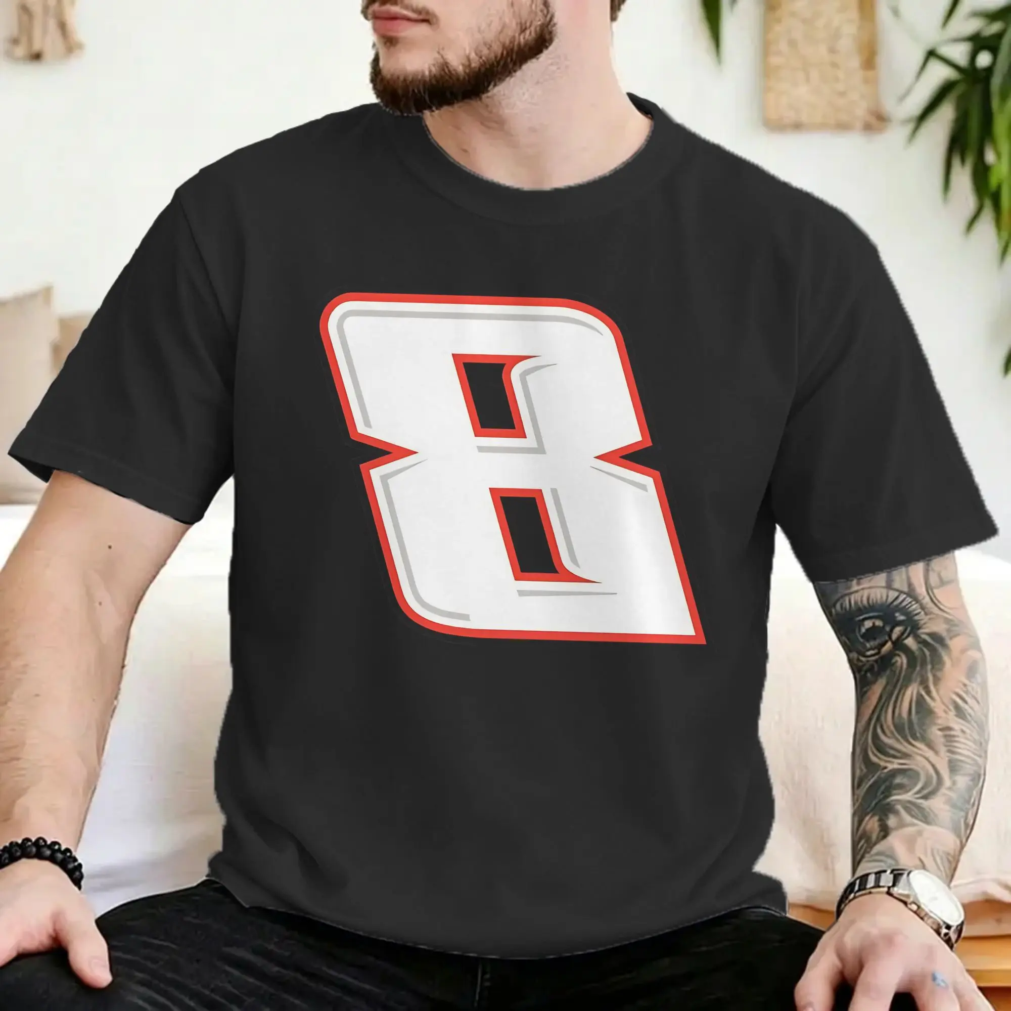 Camiseta Number 8 Kyle Busch Rip 1985-2026 para Homens e Mulheres, Casual, 100% Algodão, Camisetas de Gola Redonda, Roupas Plus Size