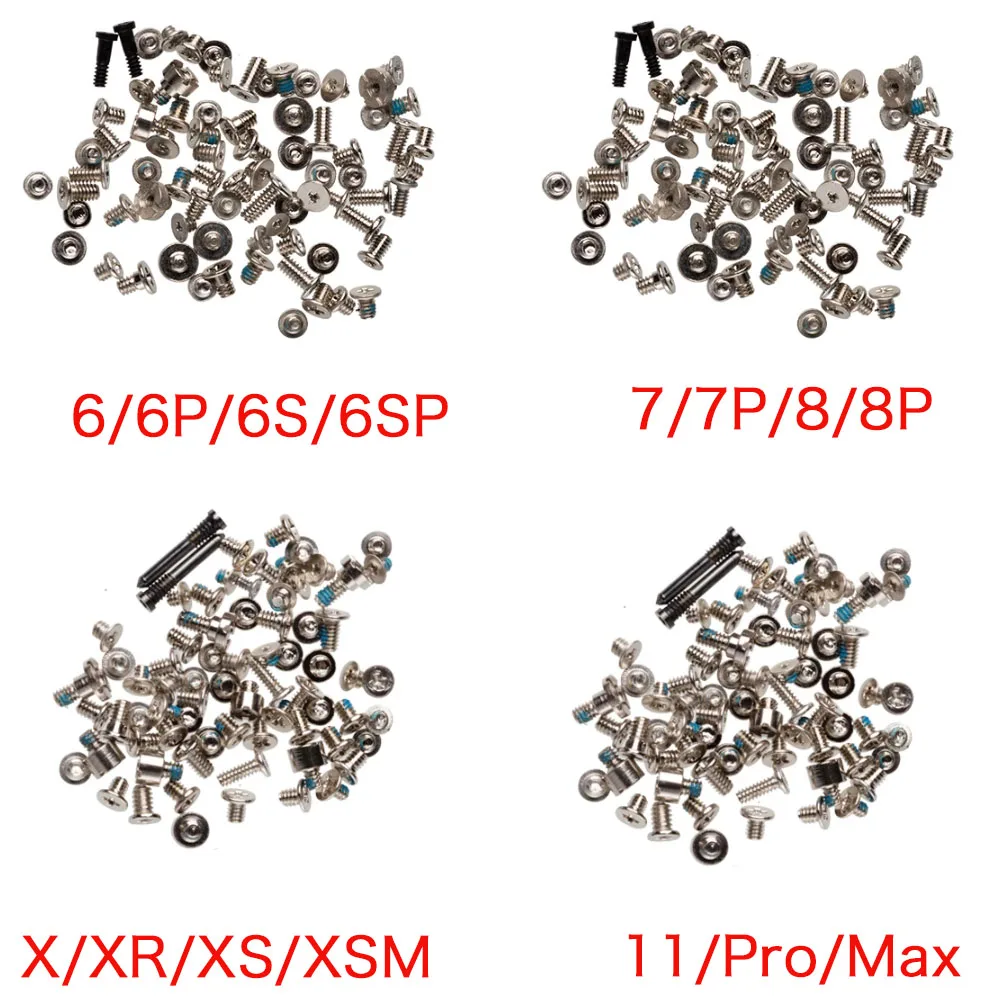 FullScrew Set Replacement  For iPhone 6 6s 7 7P 8 Plus X XS XR XS Max 11 12 Pro Max With 2x Bottom Screws