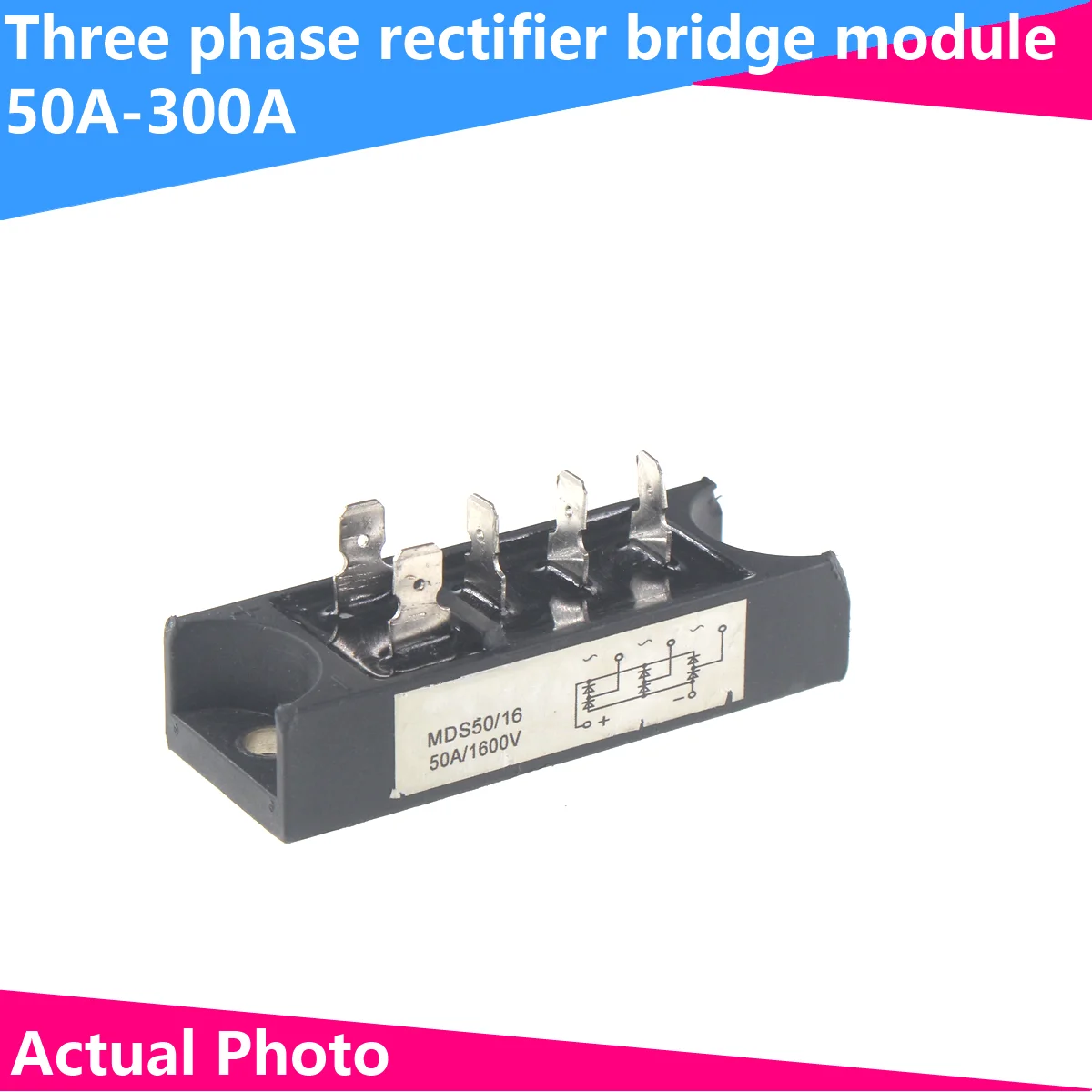 

MDS50A 100A 150A 200A 300A MDS100A-16 Three-phase Rectifier Module 30A 40A 50A 75A AC/DC 100A 1600V Diode Bridge Rectifier