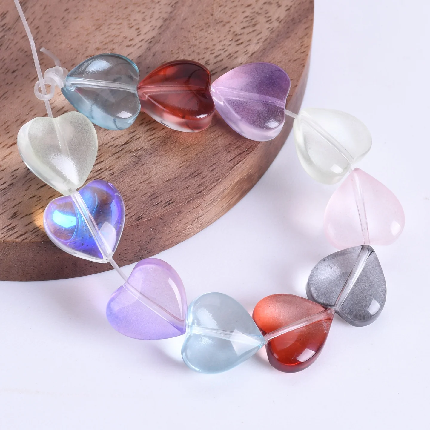

10pcs 11mm Heart Shape Glossy Glass Loose Beads For Jewelry Making DIY Crafts Findings