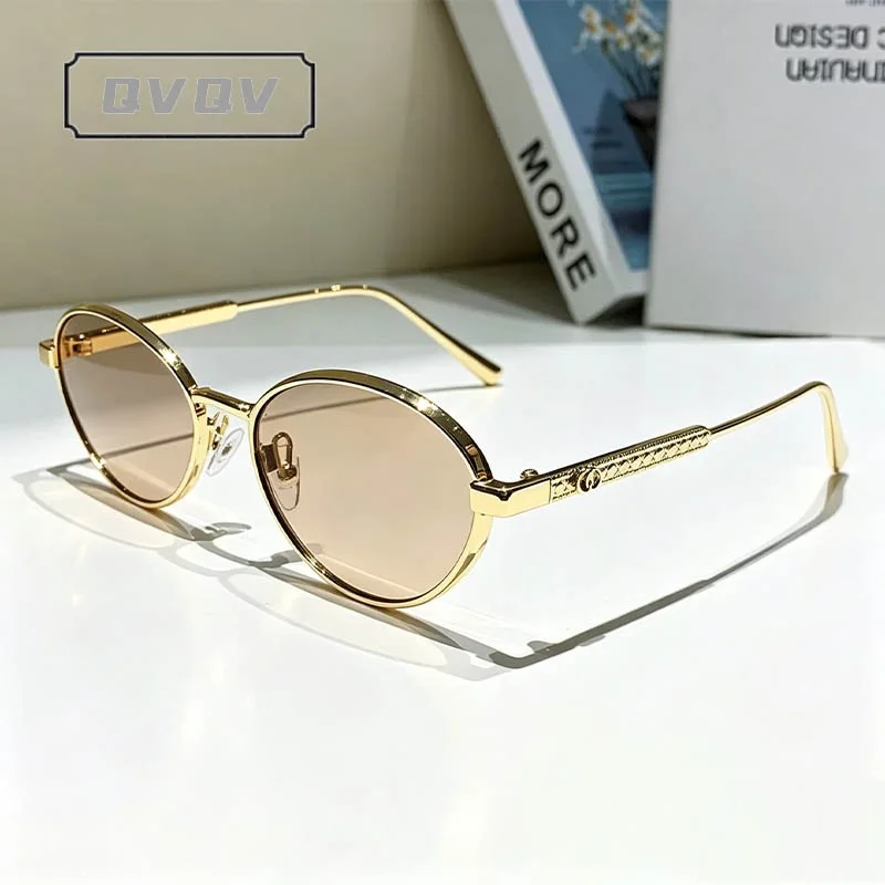 Gafas de Sol Ovaladas Fashion Ocean Lenses para Hombre y Mujer, Montura Metálica, Diseño de Marca, Gafas de Sol para Exteriores, Protección UV400