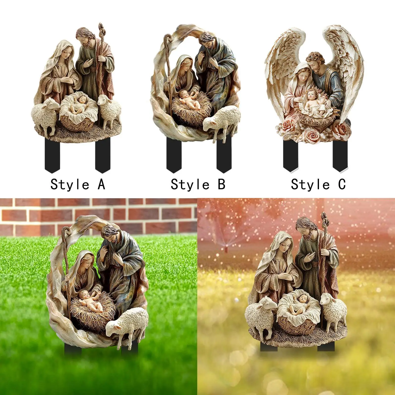 Happy Family Landscape Garden Stake 2D Plane Courtyard Pathway Patio Potted Plant Decoration Yard Art Decor Decorative Ornament