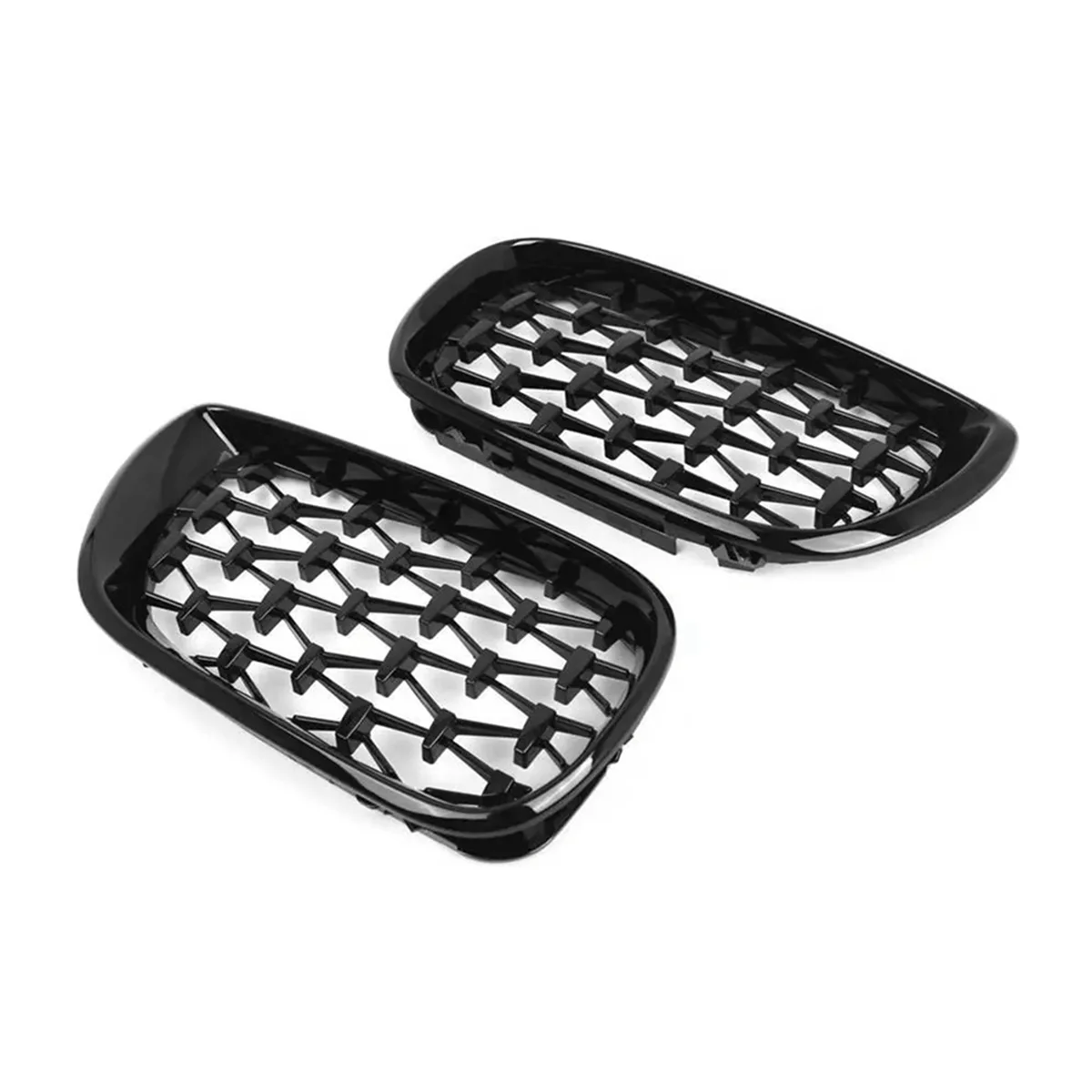 Car Diamond Gloss Black Front Grill Kidney Grille for E46 4-Door Sedan 2002-2005