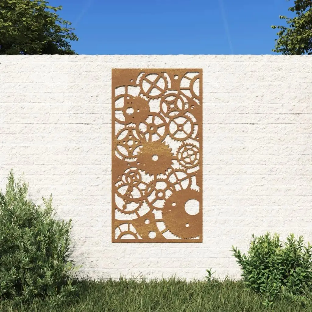 41.3x21.7 Corten Steel Gear Wheel Wall Art for Patio Decoration - Unique Industrial Style