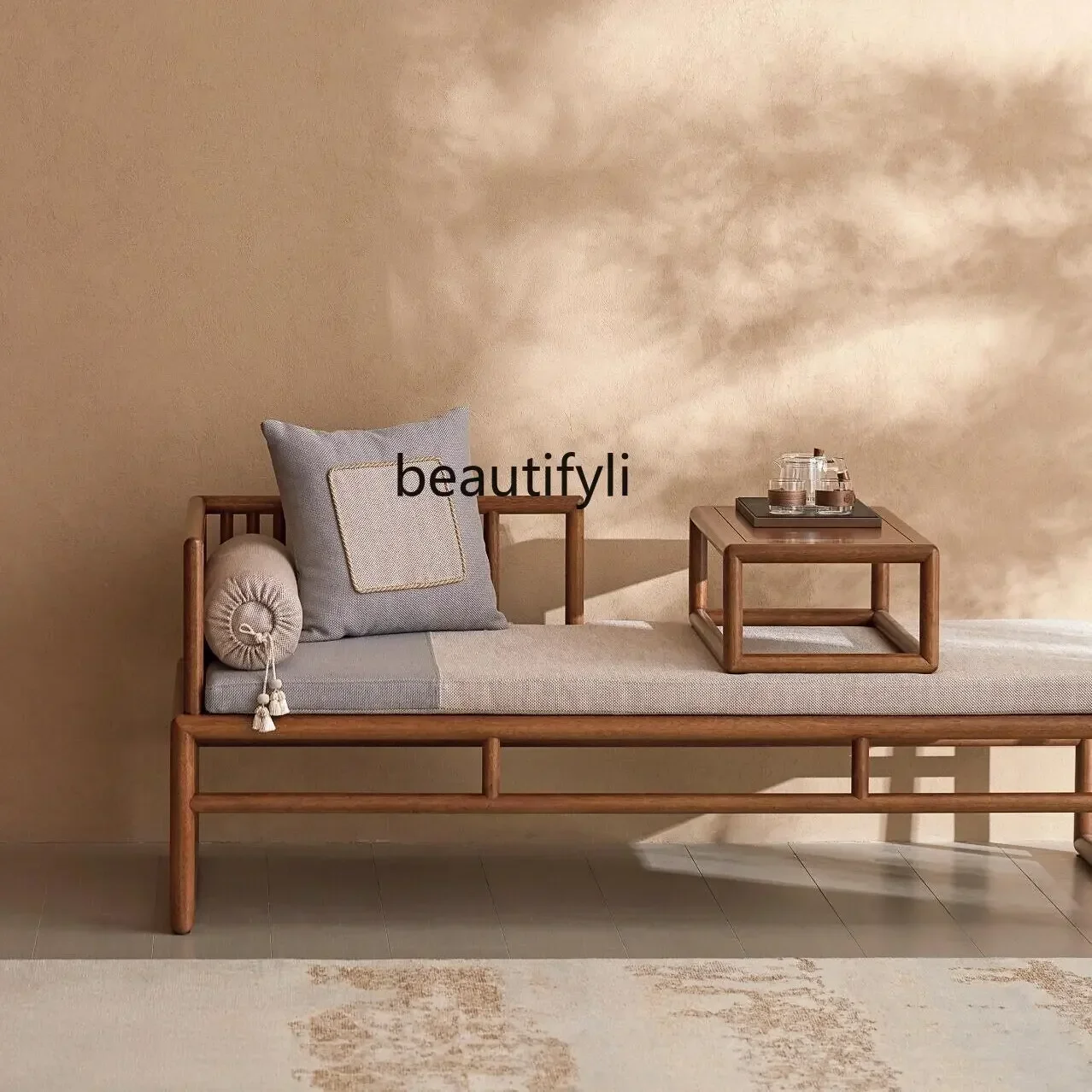

YH8 New Chinese walnut Arhat bed fabric sofa bed dual-purpose concubine collapse living room solid wood