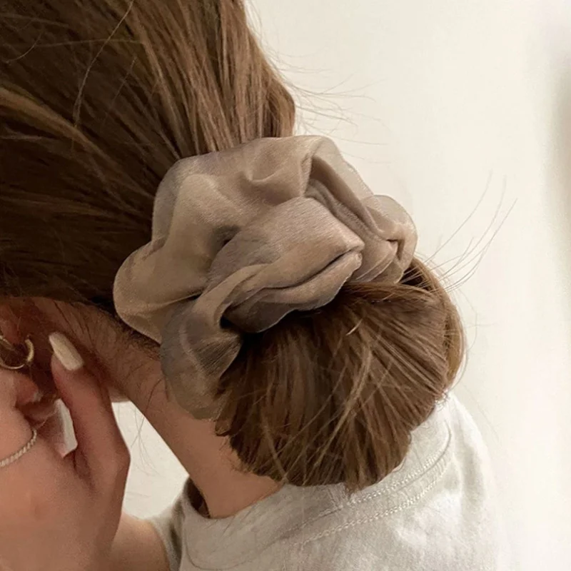 Simple Forest Style High Elastic Mesh Hair Scrunchie Tie Elegant Versatile Hair Rope Accessory