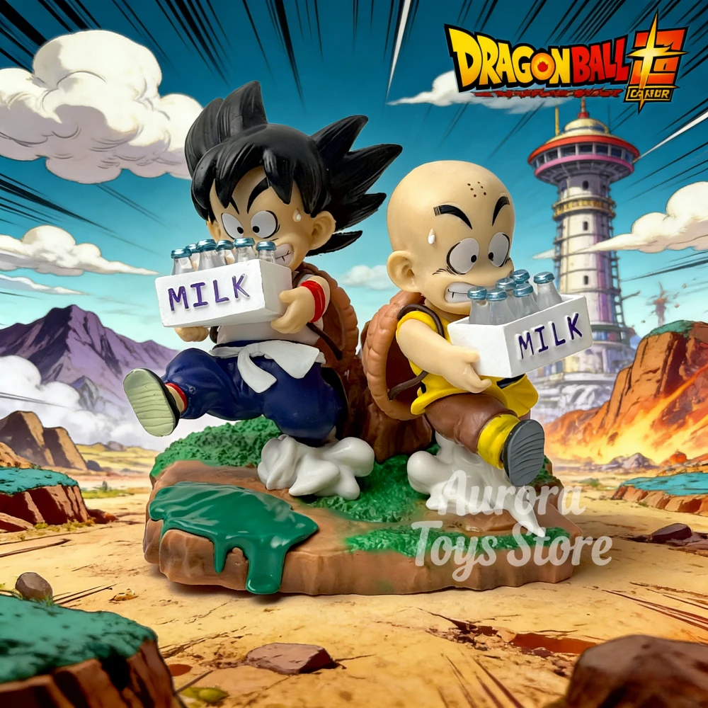 Figura de Dragon Ball de Anime de 13cm/5,12 pulgadas, figuras de acción de Krillin y Goku de la leche, colección de estatuas de Pvc, modelo de juguetes, regalos
