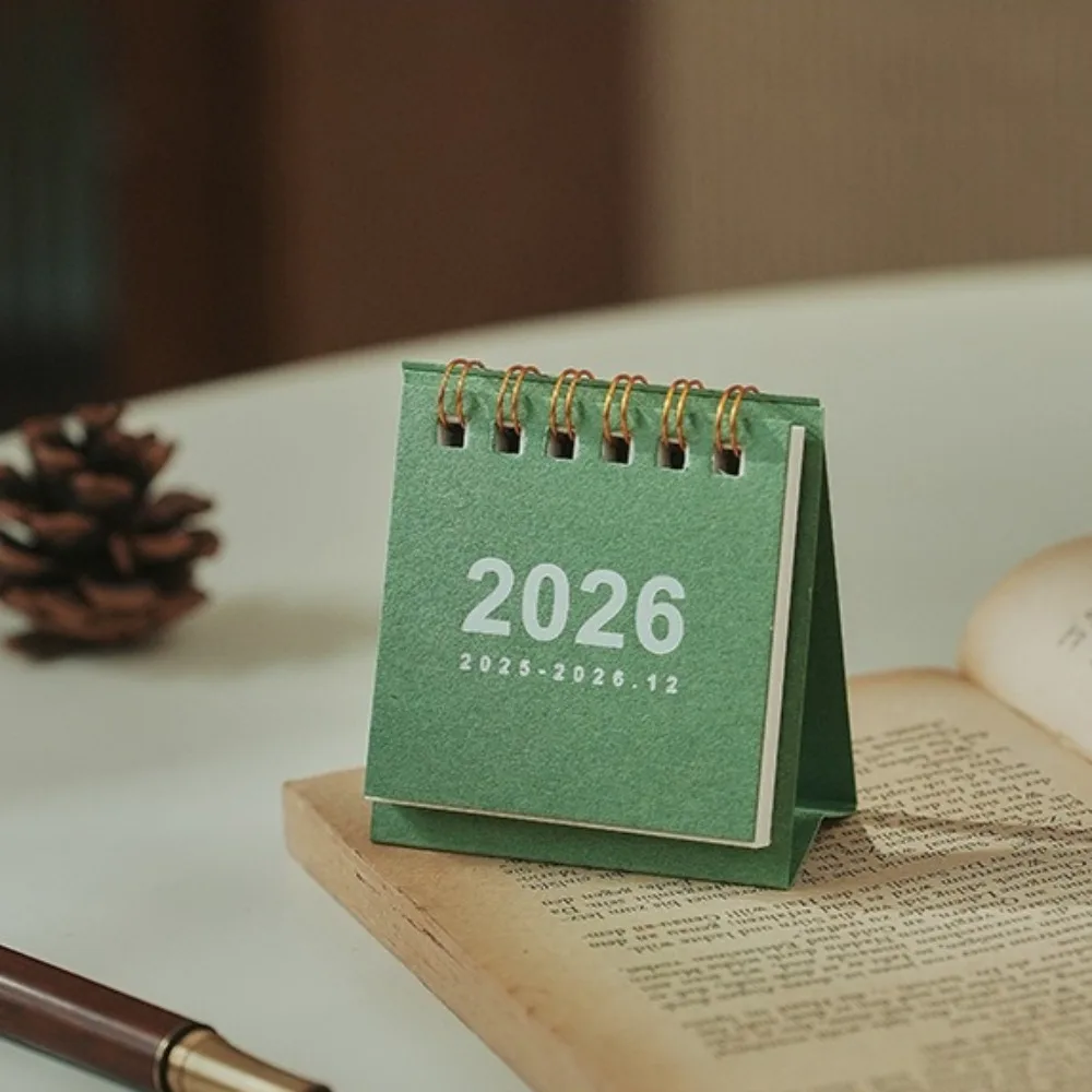 2026 Mini Simple Calendar Desk Calendar Creative Coil Calendar Planner Desktop Decoration Office Stationery Learning Planner