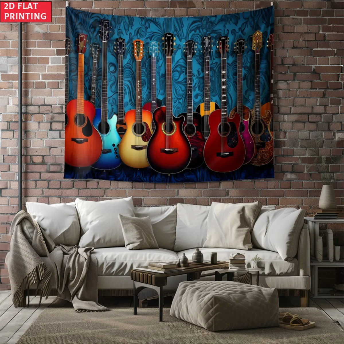 unframed Guitar collection tapestrymusic loverwall art acoustic electric guitarprintmusicians bedroomliving roomdecor instrument