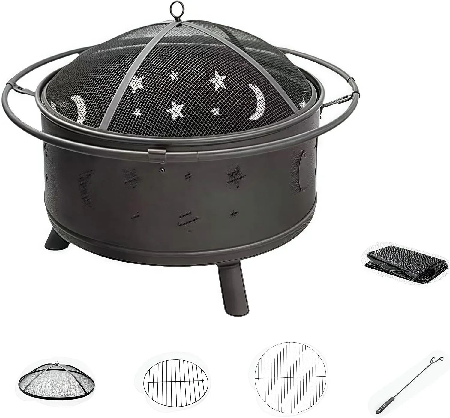 2 in 1 Hibachi Grill & Outdoor Patio Heater, Portable BBQ Smoker Grill with Charcoal/Pellet Compatible, Camping Wood Stove Heate