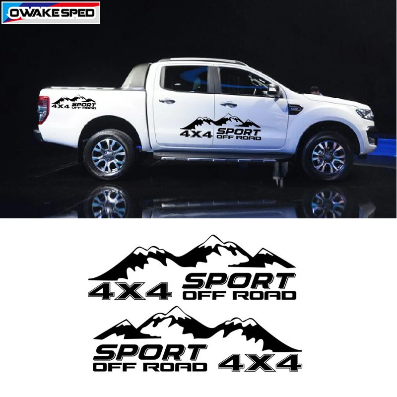 

2pcs 4X4 OFF ROAD Sport Stripes Mountain Graphic Decal Car Stickers For Ford VW ISUZU Peugeot Honda OPEL FIAT TOYOTA Subaru