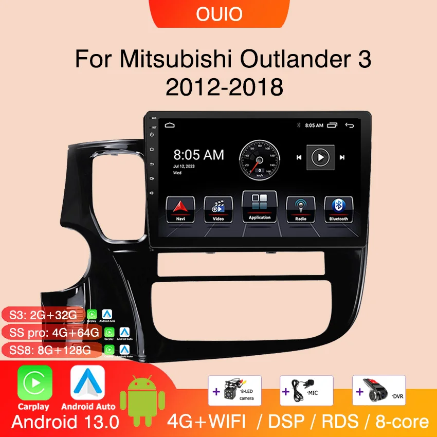 Android13 Carplay radio For Mitsubishi Outlander 3 GF0W GG0W 2012 2013-2018 Car stereo Multimedia Player Android Auto GPS Navi