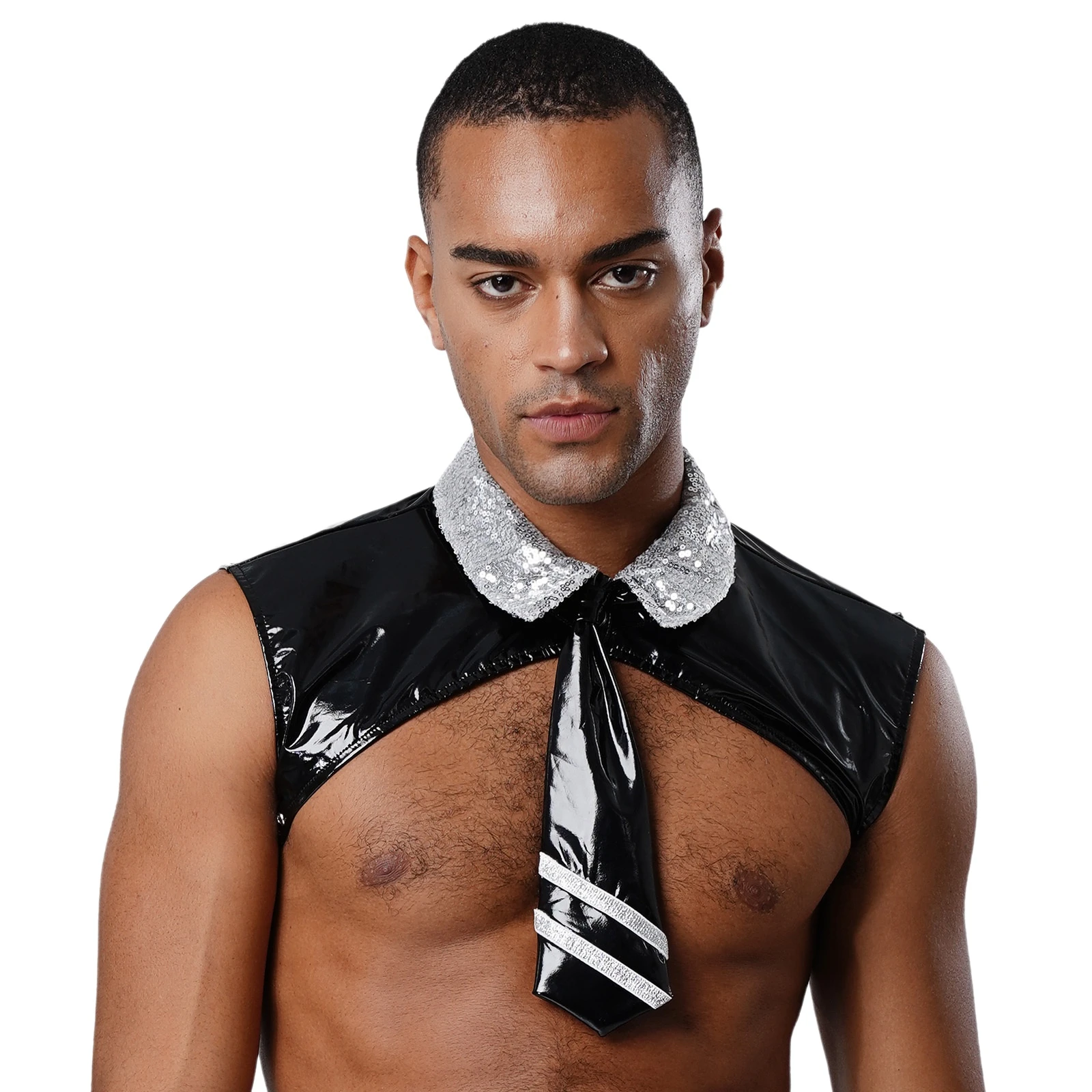 

Men Sexy Stylish Shoulder Harness Dancer Dance Accessory Bondage Adjustable Strap Belt With A Tie for Cosplay Masquerade Tops