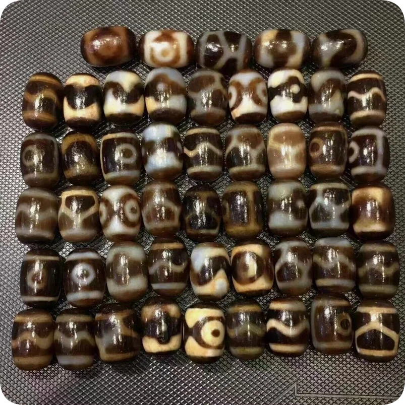 Energy Magic Tibetan Old Agate Various patterns dZi Bead Totem50pcs13*18mm