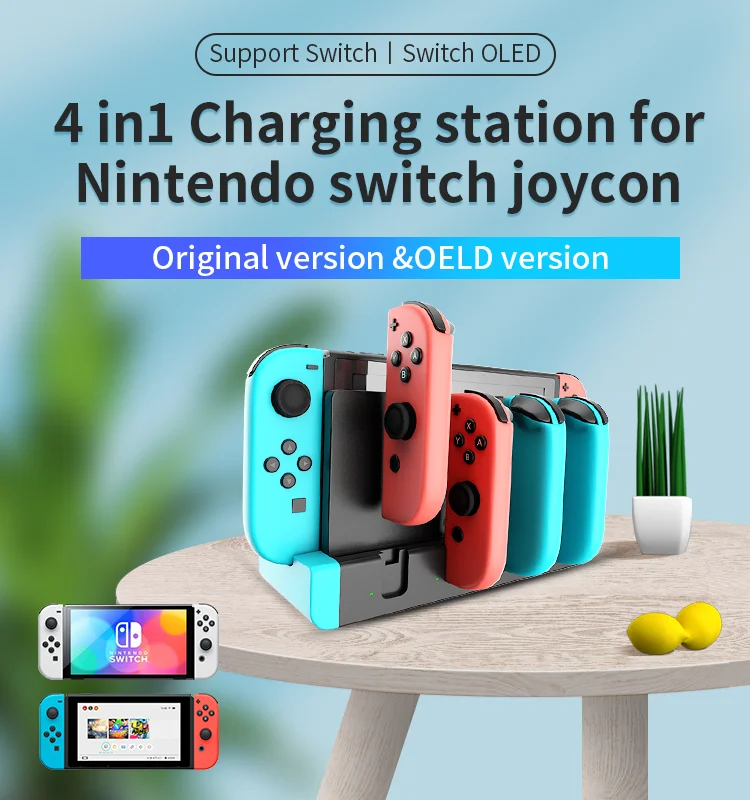 

For Nintendo Switch Joy con controller charger base stand supports 4 Switch Joy- Con gamepad charging