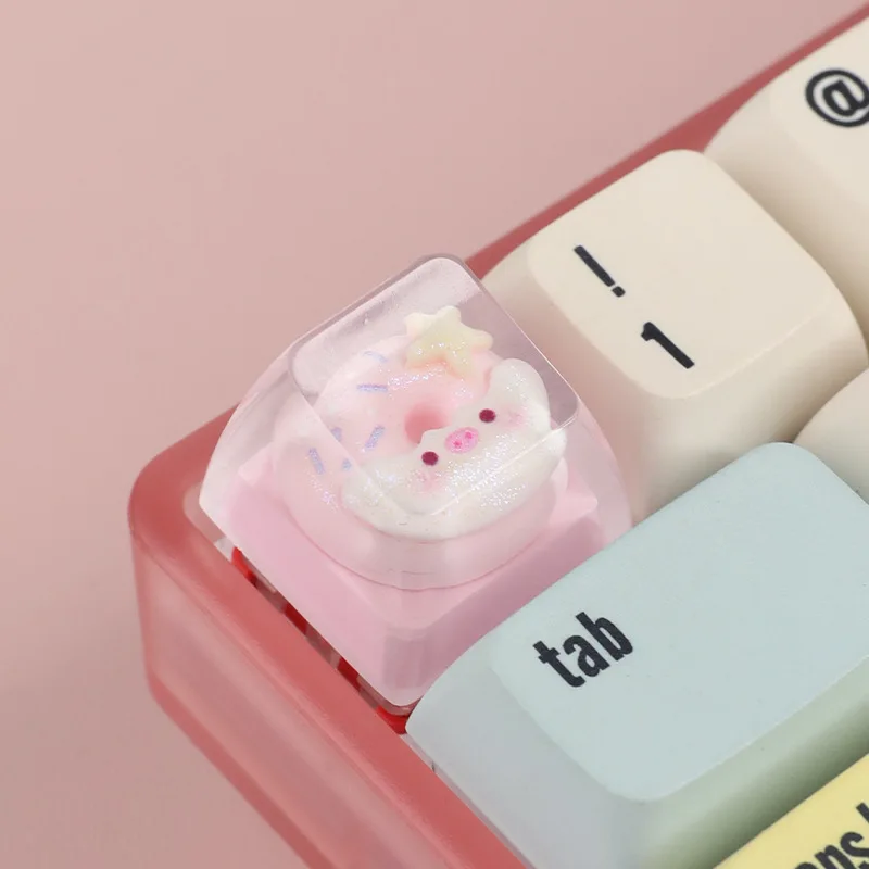 Spot personalized resin Epoxy translucent bear donut cute keycap cross shaft mechanical keyboard keycap single